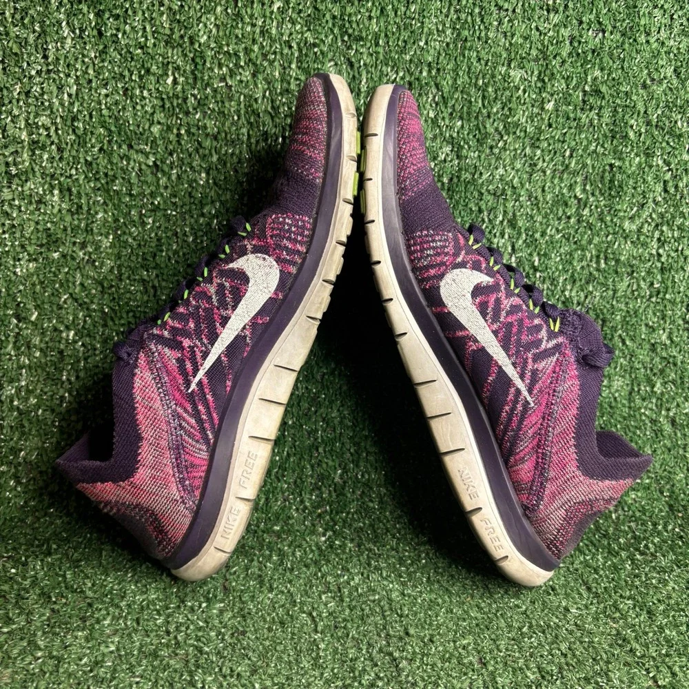 Nike Free 4.0 Flyknit Court 717076 Running Shoes Purple Pink Flash Women Size 8 - Picture 6 of 9
